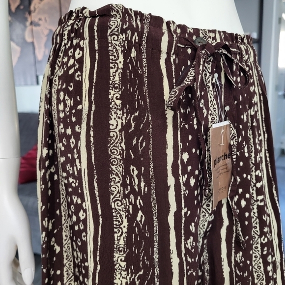 PLANCHE - Women's Striped Tribal  Elastic Waist Loose Straight Leg Long Pants - Picture 6 of 10